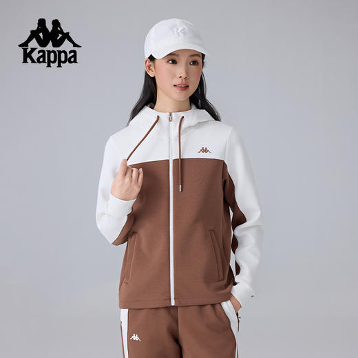 Kappa卡帕背靠背运动外套女款2025新款复古针织帽衫运动休闲外套K0F22MK42 商品图1