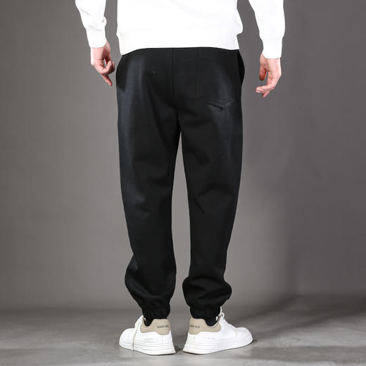 DRONKOO 2025 抽绳松紧腰左长短竖线刺绣橡筋口中厚卫裤 商品图4