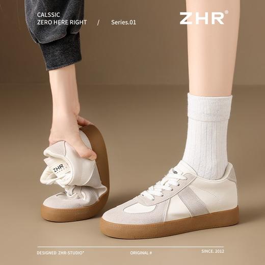 ZHR则则厚底增高德训鞋圆头女鞋春秋款百搭休闲鞋学生板鞋小白鞋 商品图0