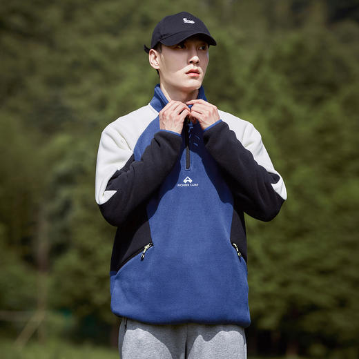 拓路者摇粒绒卫衣外套男款2024冬季户外休闲加绒拼接套头上衣 商品图7