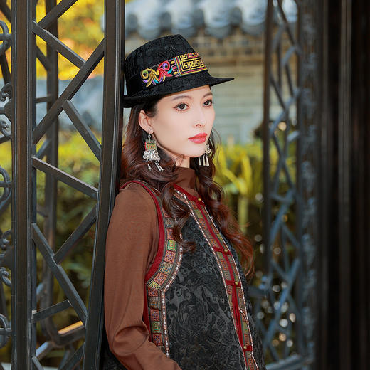 空谷编织绣花礼帽 | 咖色 黑色 | 现货加急发 商品图1