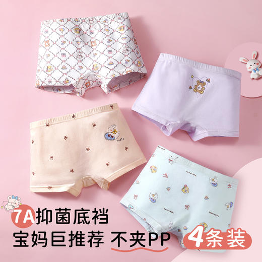 N3-【4条装】【女童 7A抑菌】女童内裤   多彩世界/小兔花园【青春系列】 商品图0