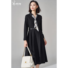 剩S/M/L 米思阳2026春季新款气质女神范丝带衬衫裙天丝醋酸羊毛混纺连衣裙4927