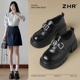 ZHR则则厚底增高小皮鞋2025新款时尚百搭英伦单鞋洋气乐福鞋女鞋