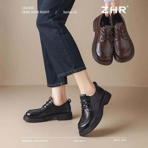 ZHR则则英伦单鞋女2025新款超软厚底乐福鞋学院系带百搭皮鞋女鞋 商品图5