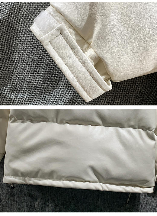 【清仓直降 pu皮拼接 质感满满】斯辰唯佳 情侣拼接撞色机车免洗棉衣 商品图13