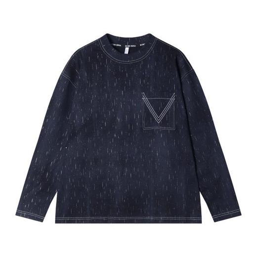 T2201早春新款时尚个性韩版虚线亮闪圆领长袖T恤百搭情侣小众设计上衣 商品图1