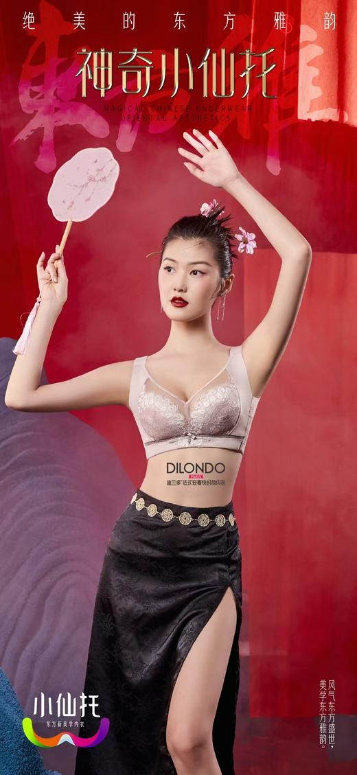 迪兰多小仙托系列大胸显小薄杯舒适无钢圈聚拢调整文胸罩 商品图3
