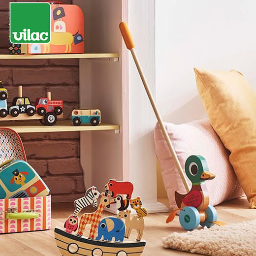 vilac 绿头鸭推杆 推拉和滑步 适合年龄2岁+ 法国玩具  V7785 商品图0