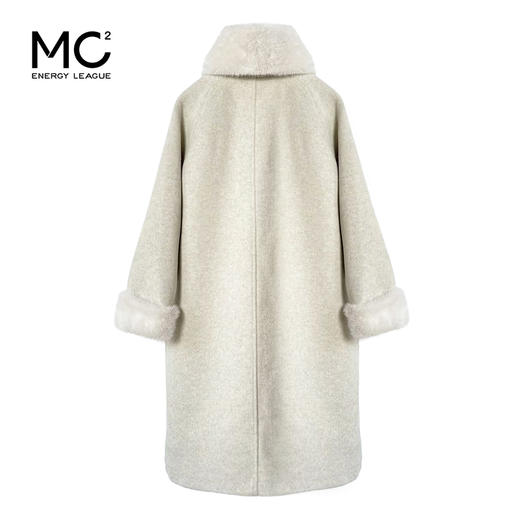 女装翻领配小兔绒毛领款可拆卸袖口加绒外套-1099F4243007 商品图4