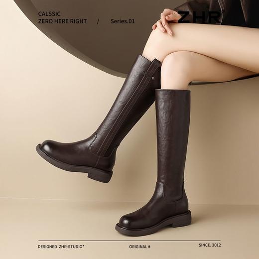 ZHR则则甜酷洋气长筒靴加绒保暖长靴2024秋冬新款百搭厚底骑士靴 商品图9