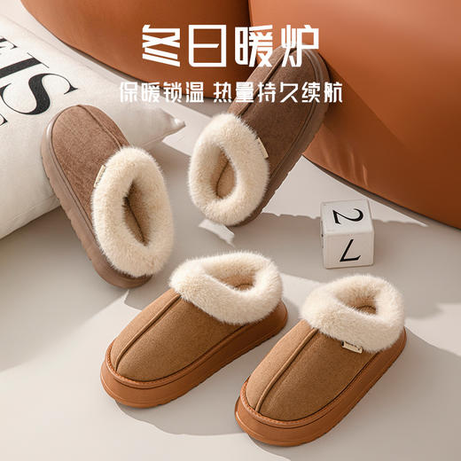【YW】无忧购新款暖绒厚底保暖拖鞋防滑外穿加绒棉拖鞋鞋（截单后7天发货) 商品图1