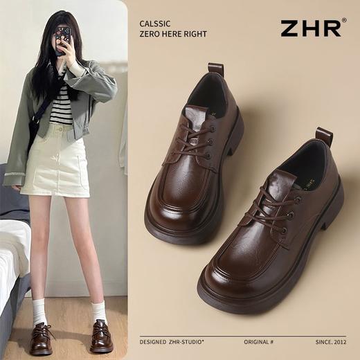 ZHR则则英伦单鞋女2025新款超软厚底乐福鞋学院系带百搭皮鞋女鞋 商品图1