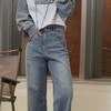 顺丰包邮22641洛诗琳松弛感九分做旧高腰阔腿牛仔裤四季款698 商品缩略图2