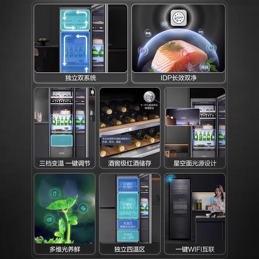 容声225升家用冰吧茶叶柜雪茄柜红酒柜冷藏冷冻双系统IDP主动除菌智能感应透视窗 JC-225WPCAL/RX 商品图1