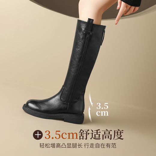 ZHR则则甜酷洋气长筒靴加绒保暖长靴2024秋冬新款百搭厚底骑士靴 商品图5