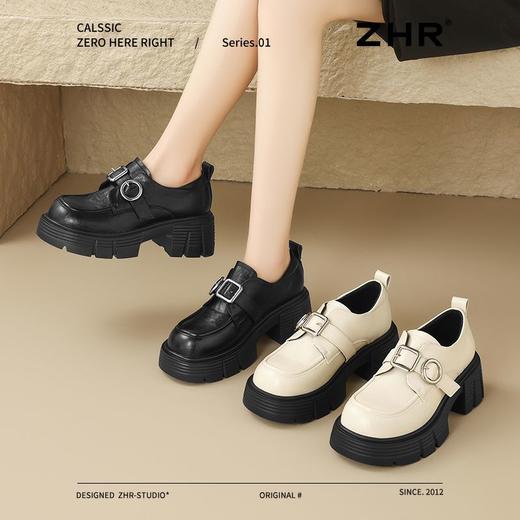 ZHR则则厚底增高小皮鞋2025新款时尚百搭英伦单鞋洋气乐福鞋女鞋 商品图2