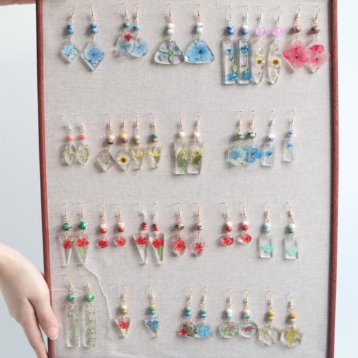 手作滴胶立体押花透明植物标本耳环（耳夹） 商品图1