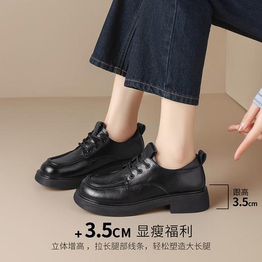 ZHR则则英伦单鞋女2025新款超软厚底乐福鞋学院系带百搭皮鞋女鞋 商品图3