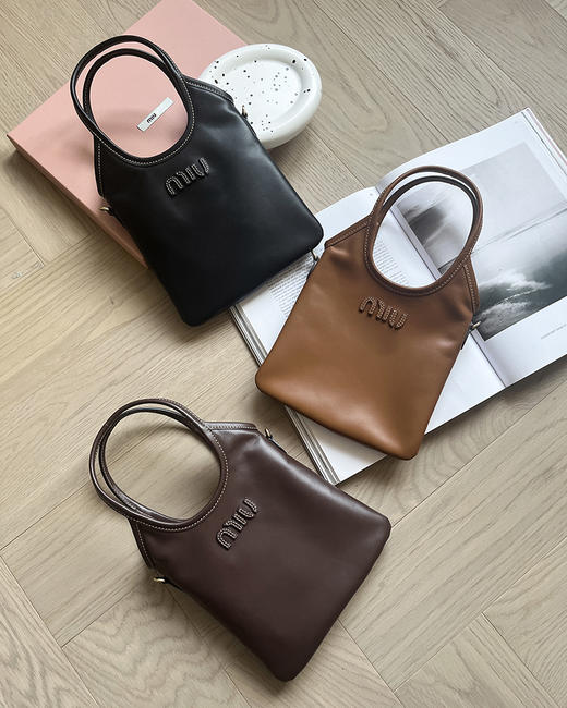 单品包邮 现货 THS 1.6-无 缪家 大牛工厂 IVY皮革手袋 撞色缝线托特包 3色 CQ1379 商品图8