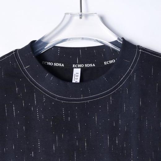 T2201早春新款时尚个性韩版虚线亮闪圆领长袖T恤百搭情侣小众设计上衣 商品图2