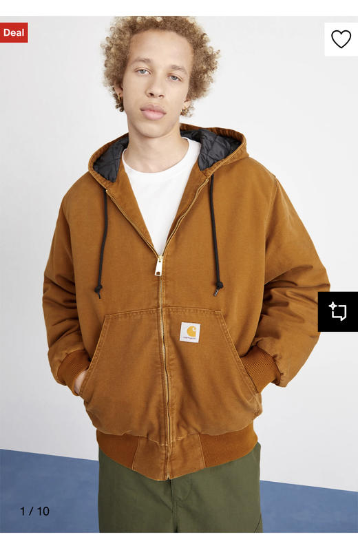 卡哈 Carh@rtt W1P J130 水洗做旧夹棉夹克拉链外套 WT807 商品图0