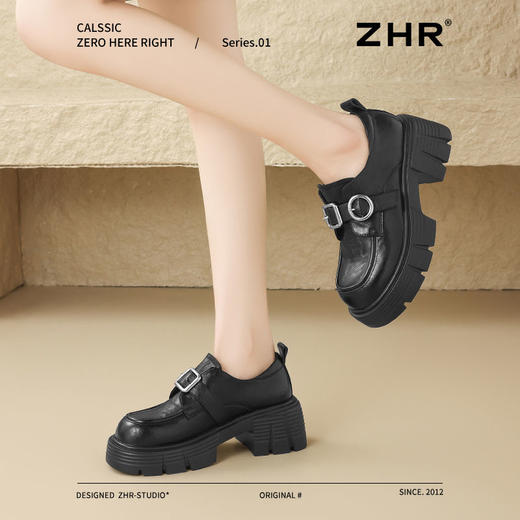 ZHR则则厚底增高小皮鞋2025新款时尚百搭英伦单鞋洋气乐福鞋女鞋 商品图6