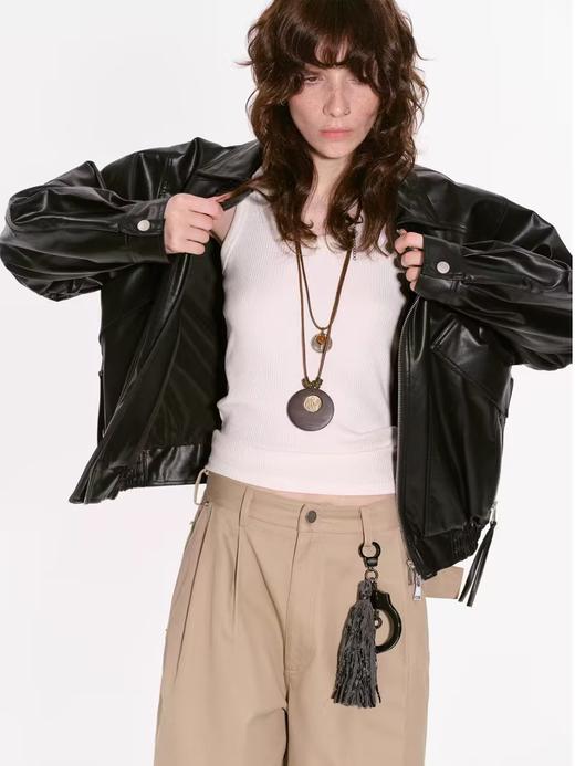 出逃赤岗西/24AWW87/复古双头拉链机车服短款皮夹克 商品图2