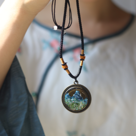 把“千里江山”带身上系列手作螺钿项链挂饰