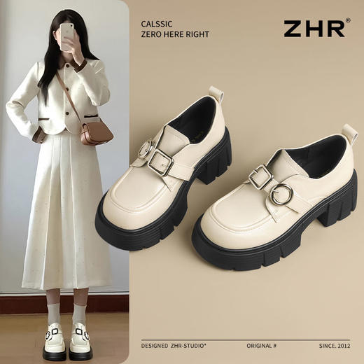 ZHR则则厚底增高小皮鞋2025新款时尚百搭英伦单鞋洋气乐福鞋女鞋 商品图1