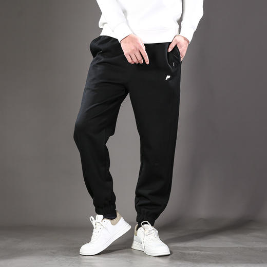 DRONKOO 2025 抽绳松紧腰左长短竖线刺绣橡筋口中厚卫裤 商品图1