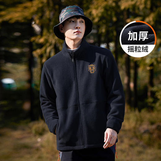 拓路者秋冬季摇粒绒外套男双面绒抓绒衣加厚冲锋衣内胆保暖开衫 商品图0
