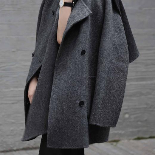 顺丰包邮34204洛诗琳秋冬高级感韩版围巾款澳毛混纺毛呢外套0612 商品图3