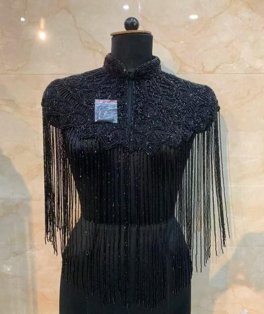 盛唐牡丹| 黑色串珠披肩 商品图0