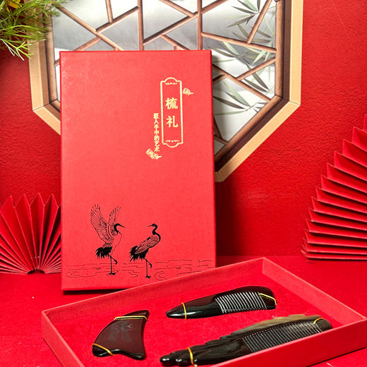 「来自青海的礼物」天然真牛角梳礼盒装 2种款式随机发 商品图2