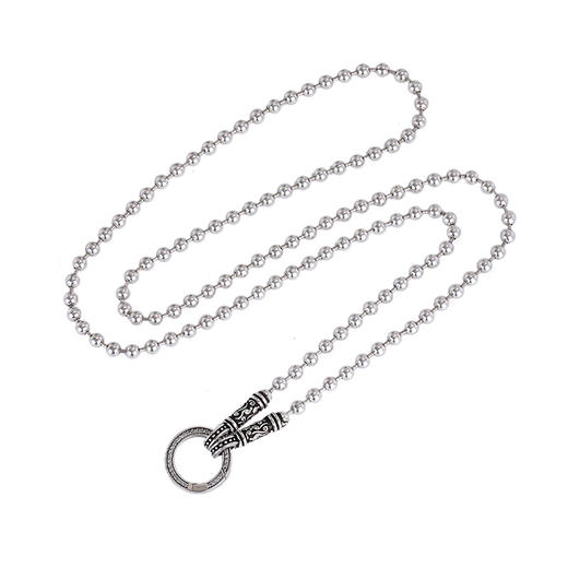 【衔福】S925银圆珠万能扣唐草纹环扣项链【CW-XL00397】 商品图4