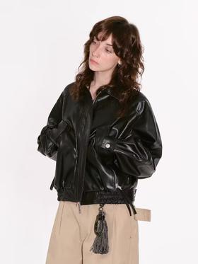出逃赤岗西/24AWW87/复古双头拉链机车服短款皮夹克