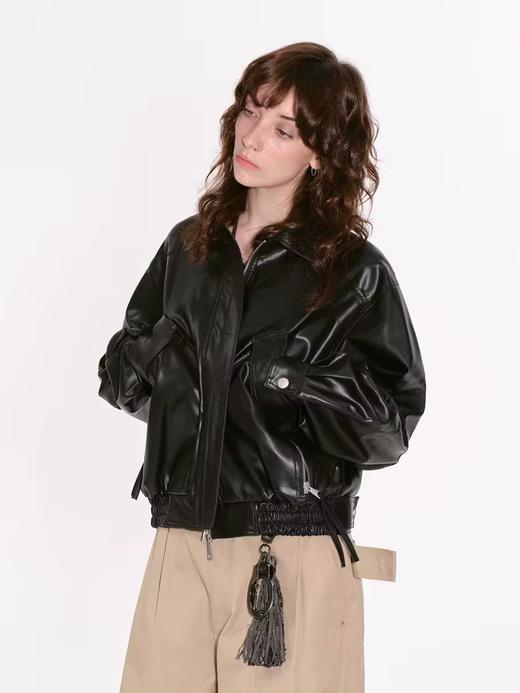出逃赤岗西/24AWW87/复古双头拉链机车服短款皮夹克 商品图0
