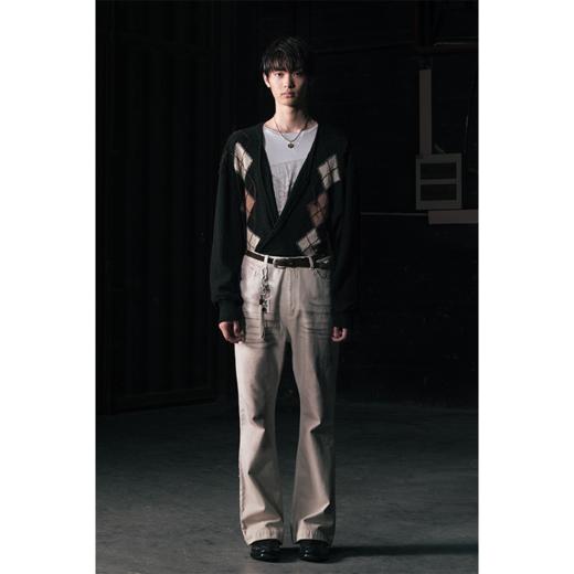 GOODBAI 916 菱形撞色提花毛边仿珍珠扣针织开衫 商品图0