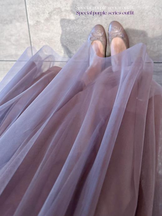 香芋舞曲 双层网纱浪漫优美网纱半身裙 烟雾紫 商品图4