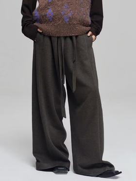Simple Project/K23150/羊毛混纺厚款绑带剑道阔腿裤长裤