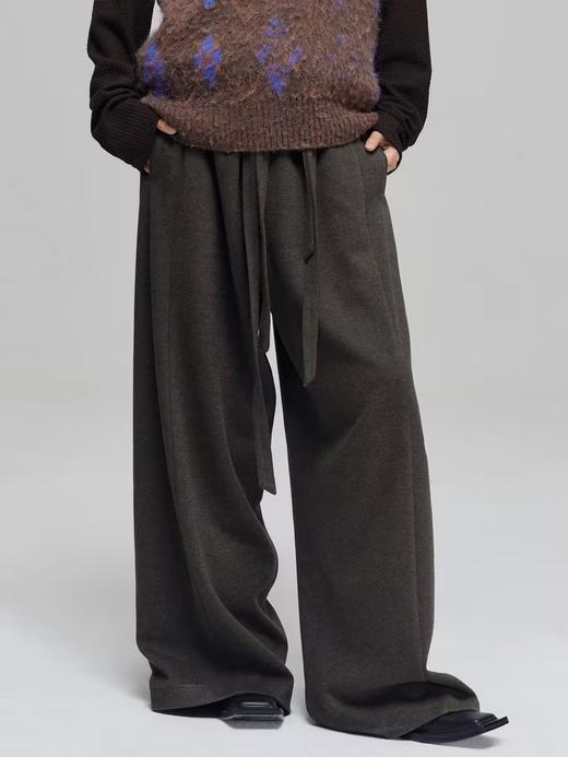 Simple Project/K23150/羊毛混纺厚款绑带剑道阔腿裤长裤 商品图0