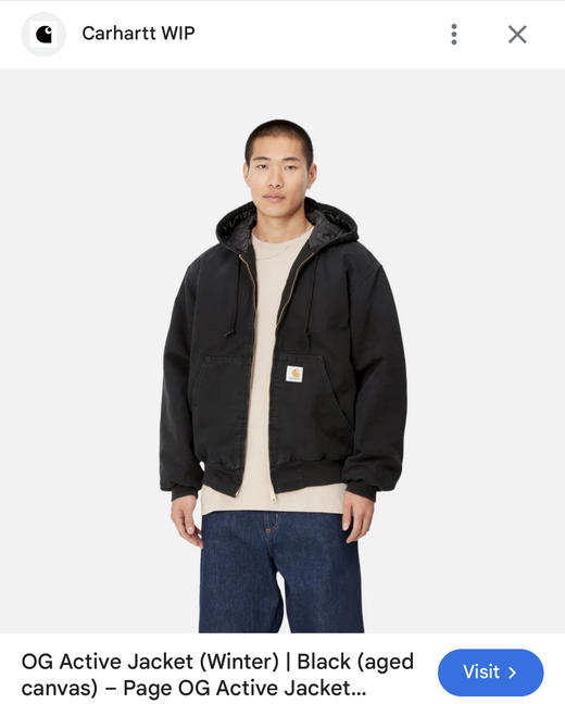 卡哈 Carh@rtt W1P J130 水洗做旧夹棉夹克拉链外套 WT807 商品图2