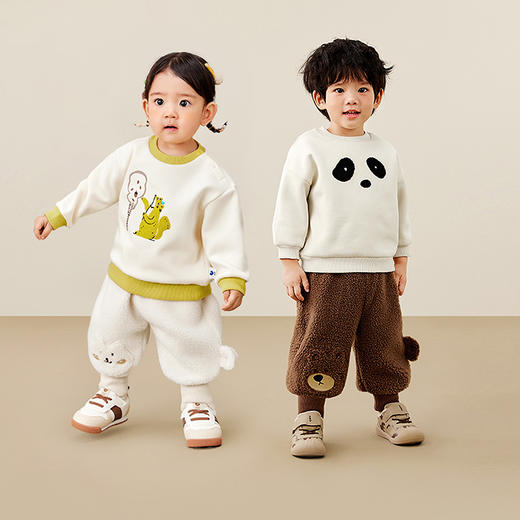 迷你巴拉男女童秋冬新品可爱宝宝加绒毛绒长裤子 商品图2