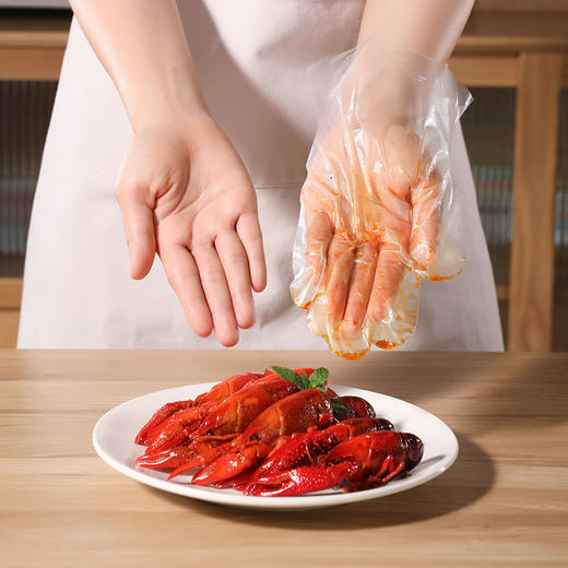 【美丽雅手套独立装】食品用升级加厚PE厨房餐饮家务手套50双/袋 商品图3