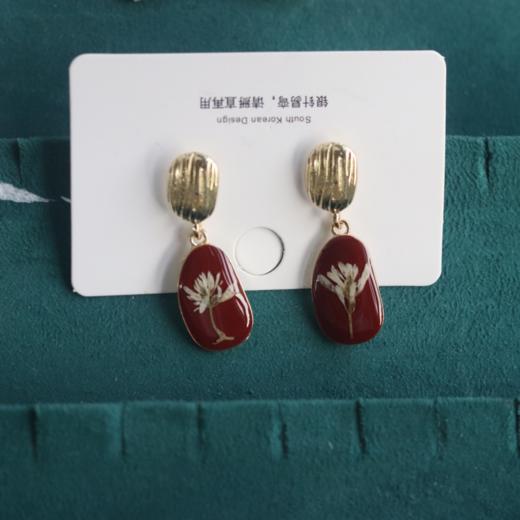 复古uv胶押花耳环 商品图2