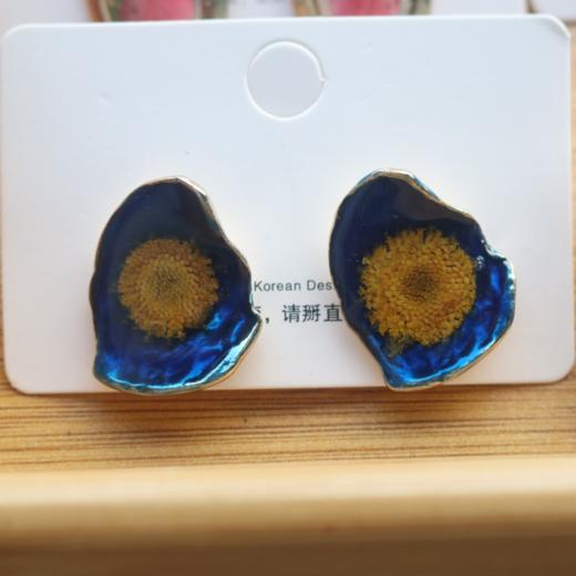 复古uv胶押花耳环 商品图3