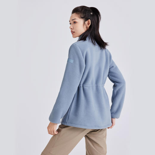 拓路者秋冬季中长款摇粒绒外套女收腰显瘦立领户外保暖抓绒衣开衫 商品图4