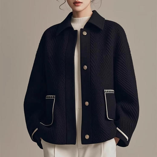 裁缝学苑AQ405新款翻领开衫短款厚外套纸样女装上衣版型样板图纸 商品图2