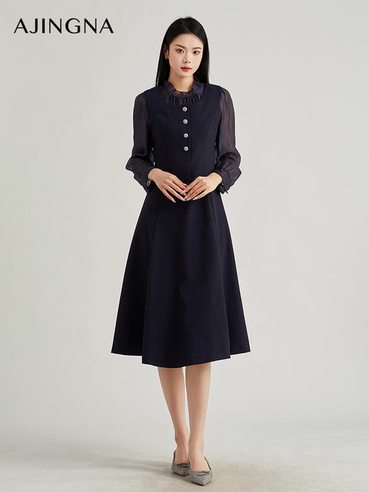 【积分兑换】阿菁娜精致花边领假两件连衣裙A28Q112031 商品图0